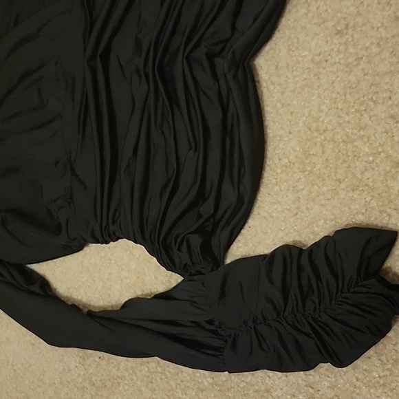 Express Black V Neck Ruched Long Sleeve Blouse - Picture 8 of 13